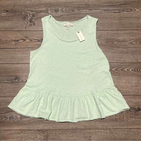 NWT Anthropologie green small peplum top summer spring oversized - Picture 2 of 3